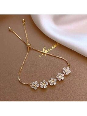 Brick Inlaid Bracelet Snowflake Flower Cubic Zirconia
